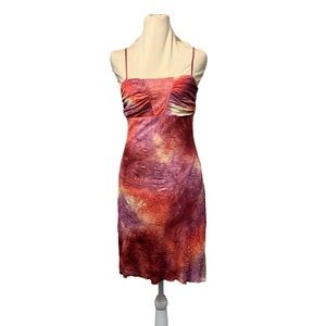 Vintage Mark Farrel USA Crinkle Tie Dye Fairy Core Short Dress Size Small